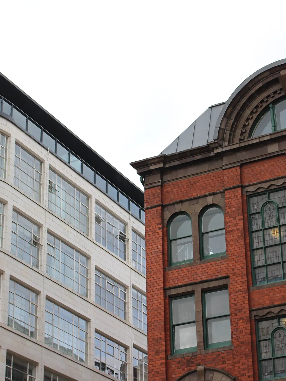 Different architecture styles of commerical buildings in Manchester that need an EPC